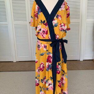 Girls floral yellow wrap dress